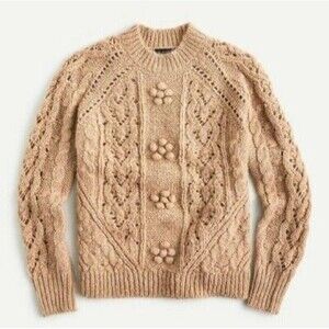 J Crew Cable Knit Bobble Sweater size XS Tan
